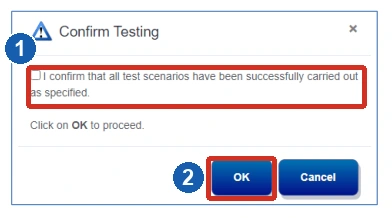 1: Lisez et sélectionnez la confirmation; 2: Choisissez OK pour confirmer